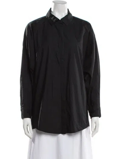 Pre-owned Apiece Apart Long Sleeve Button-up Top In Black