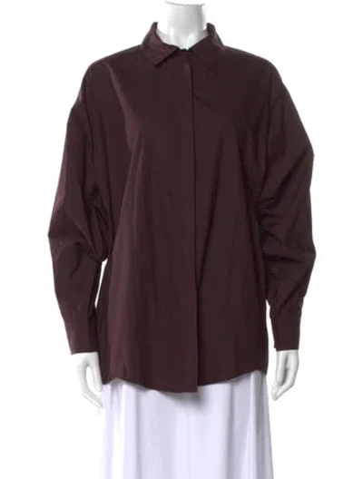 Pre-owned Apiece Apart Long Sleeve Button-up Top In Brown