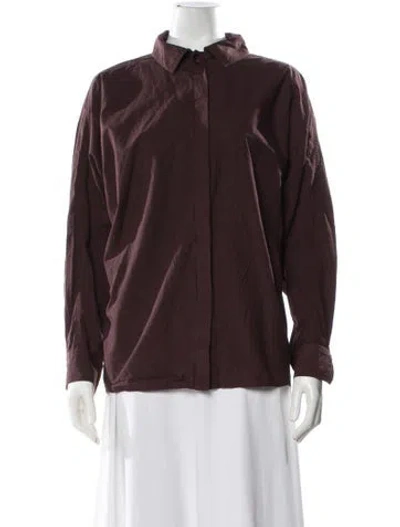 Pre-owned Apiece Apart Long Sleeve Button-up Top In Brown