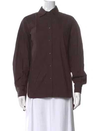 Pre-owned Apiece Apart Long Sleeve Button-up Top In Brown