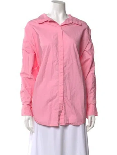 Pre-owned Apiece Apart Long Sleeve Button-up Top In Pink