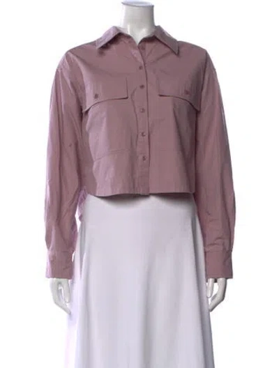 Pre-owned Apiece Apart Long Sleeve Button-up Top In Purple