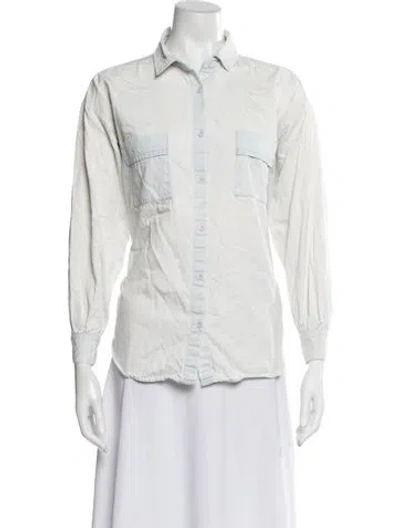 Pre-owned Apiece Apart Long Sleeve Button-up Top In White