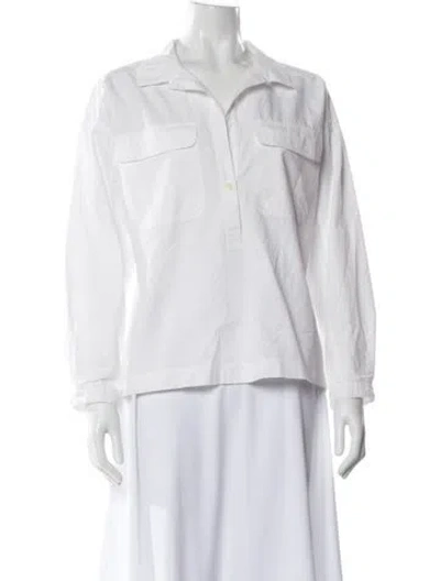 Pre-owned Apiece Apart Long Sleeve Button-up Top In White