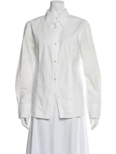 Pre-owned Apiece Apart Long Sleeve Button-up Top In White