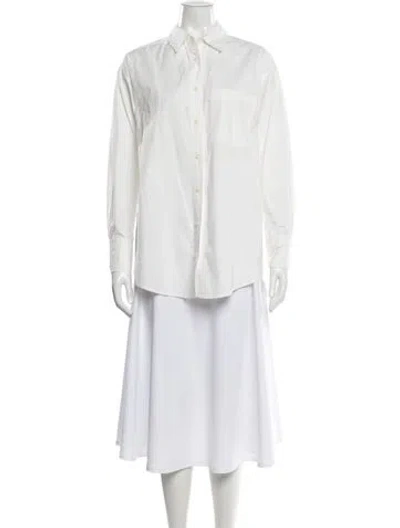 Pre-owned Apiece Apart Long Sleeve Button-up Top In White