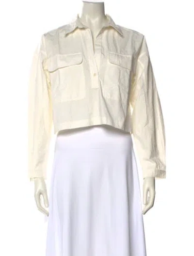 Pre-owned Apiece Apart Long Sleeve Crop Top In Neutral
