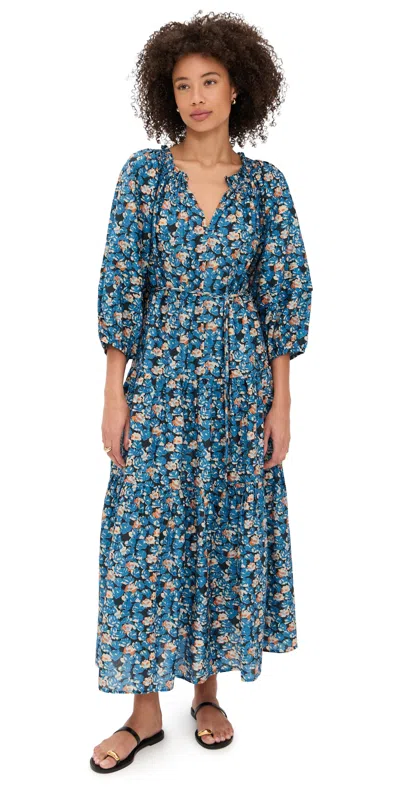 Apiece Apart Long Sleeve Uva Dress Florette Blue
