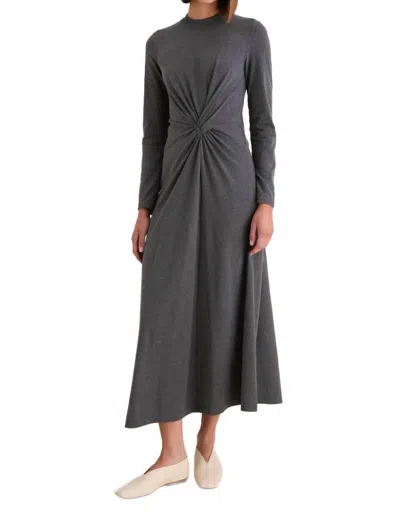 Apiece Apart Long Sleeve Volta Dress In Heathered Charcoal In Grey