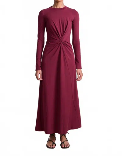 Apiece Apart Long Sleeve Volta Midi Dress In Black Cherry In Burgundy
