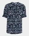 Apiece Apart Los Altos Abstract-print Organic Cotton Top In Batik Geo Indigo
