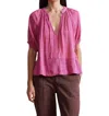 Apiece Apart Lumina Popover Blouse In Raspberry In Multi
