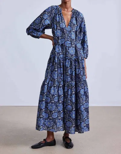 Apiece Apart Luminile Tier Maxi Dress In Heritage Sky In Multi