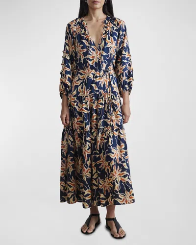 Apiece Apart Luminile Tiered Floral-print Maxi Dress In Naturaleza Flora