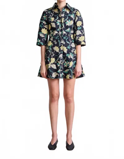 Apiece Apart Luz Mini Dress In Essa Floral Citron In Black