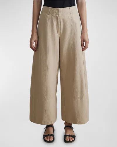 Apiece Apart Malou Cropped Wide-leg Organic Cotton Pants In Desert