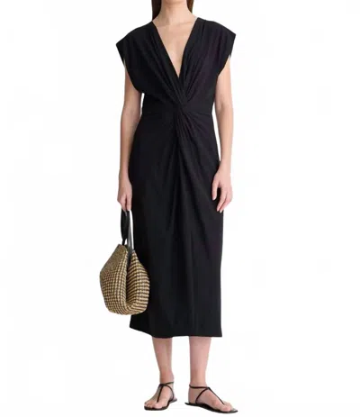 Apiece Apart Margit Twist Front Column Dress In Black