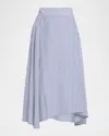 Apiece Apart Marsala Striped Organic Cotton Midi Skirt In Blue