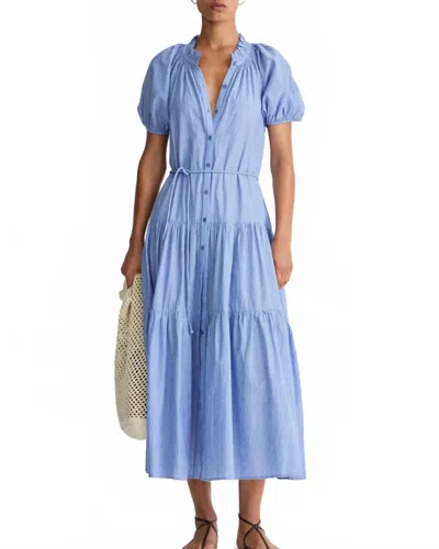 Apiece Apart Mazza Maxi Dress In Blue And Cream In Multi