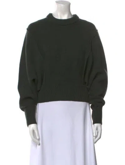 Pre-owned Apiece Apart Merino Wool Mock Neck Sweatshirt In Green