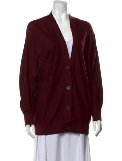 Pre-owned Apiece Apart Merino Wool Open Front Sweater In Burgundy
