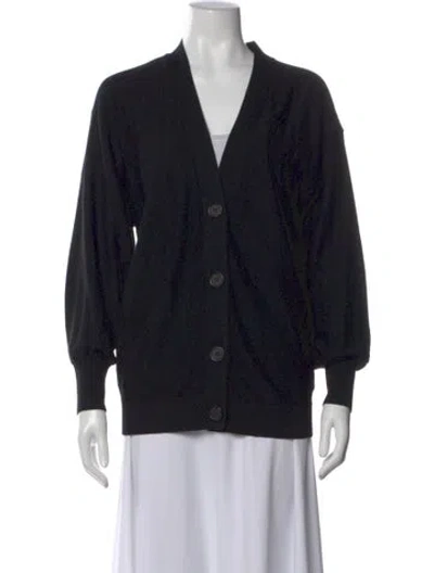 Pre-owned Apiece Apart Merino Wool V-neck Sweater In Black