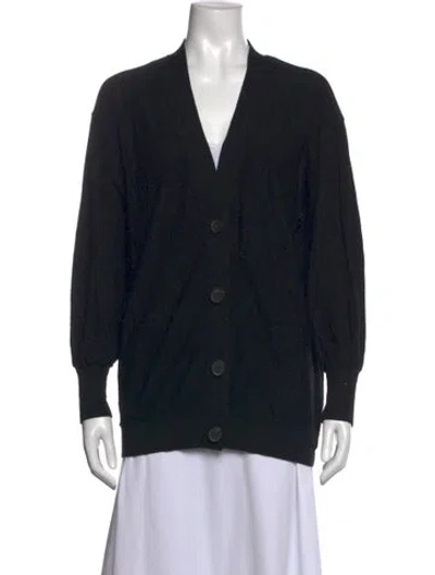 Pre-owned Apiece Apart Merino Wool V-neck Sweater In Black