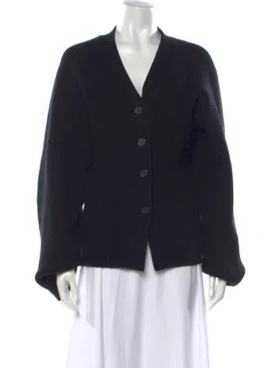 Pre-owned Apiece Apart Merino Wool V-neck Sweater In Black