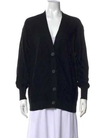 Pre-owned Apiece Apart Merino Wool V-neck Sweater In Black