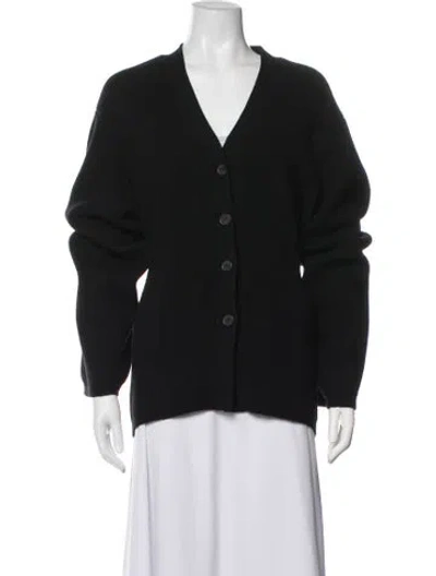 Pre-owned Apiece Apart Merino Wool V-neck Sweater In Black