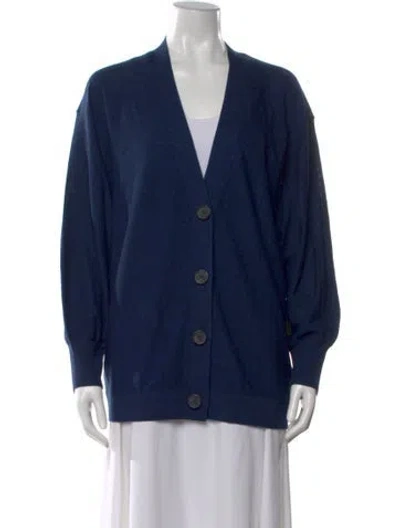 Pre-owned Apiece Apart Merino Wool V-neck Sweater In Blue