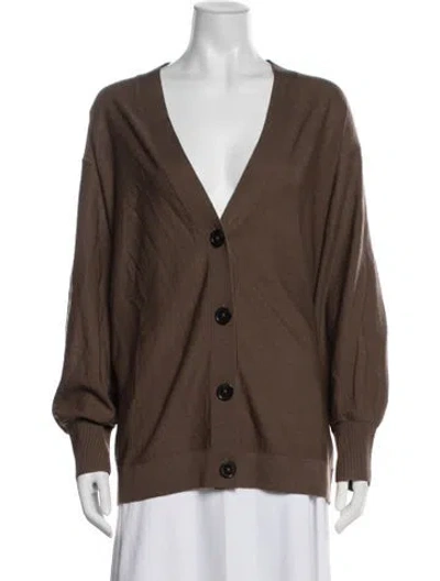Pre-owned Apiece Apart Merino Wool V-neck Sweater In Brown