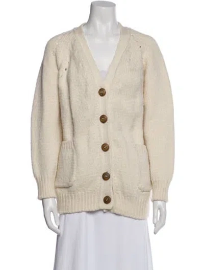 Pre-owned Apiece Apart Merino Wool V-neck Sweater In Neutral