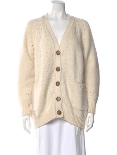 Pre-owned Apiece Apart Merino Wool V-neck Sweater In Neutral