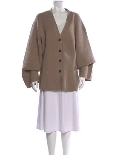 Pre-owned Apiece Apart Merino Wool V-neck Sweater In Neutral