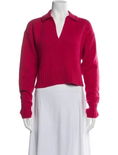 Pre-owned Apiece Apart Merino Wool V-neck Sweater In Red