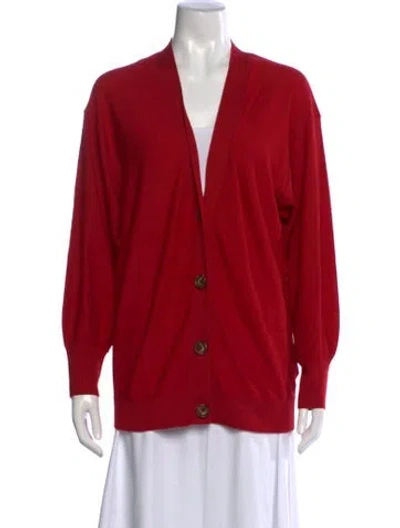 Pre-owned Apiece Apart Merino Wool V-neck Sweater In Red