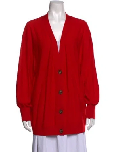 Pre-owned Apiece Apart Merino Wool V-neck Sweater In Red