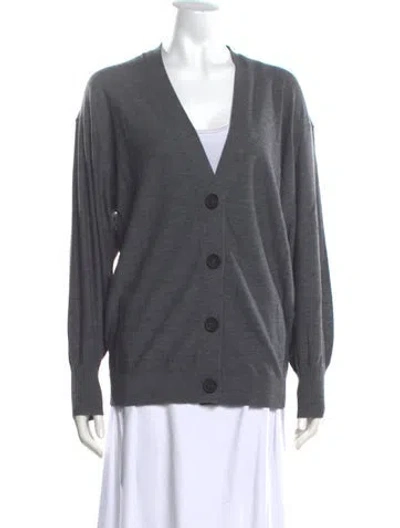 Pre-owned Apiece Apart Merino Wool V-neck Sweater W/ Tags In Gray