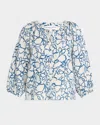 Apiece Apart Mitte Floral-print Linen Top In Lace Floral Flax