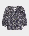 Apiece Apart Mitte Floral-print Organic Cotton Top In Mira Floral Navy