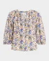 Apiece Apart Mitte Floral-print Organic Cotton Voile Top In Multi