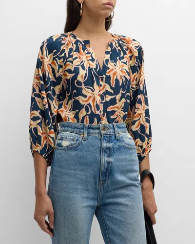 Apiece Apart Mitte Floral-print Silk Shirt In Naturaleza Flora