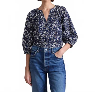 Apiece Apart Mitte Open V-neck Top In Mira Flora Navy In Multi