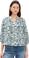 Apiece Apart Mitte Floral-print Linen Top In Lace Floral Flax