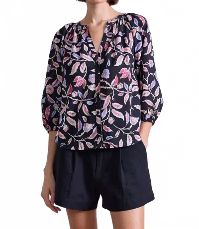 Apiece Apart Mitte V-neck Top In Garden Floral In Black