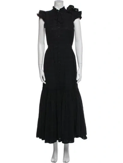 Pre-owned Apiece Apart Mock Neck Long Dress In Blue
