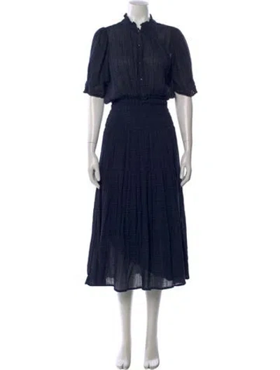 Pre-owned Apiece Apart Mock Neck Long Dress In Blue