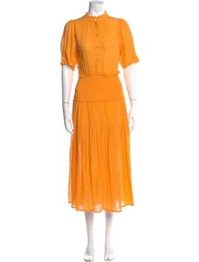 Pre-owned Apiece Apart Mock Neck Long Dress In Orange