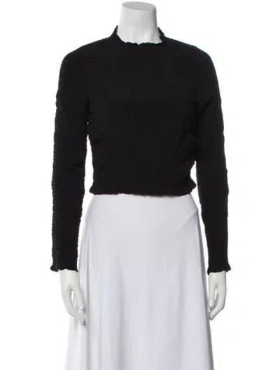 Pre-owned Apiece Apart Mock Neck Long Sleeve Crop Top In Black